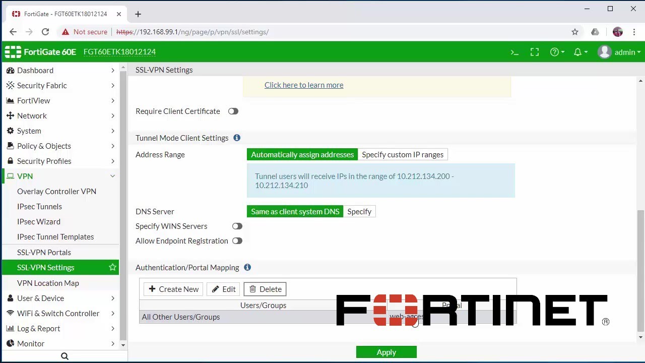does fortinet support openvpn